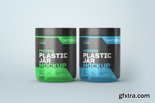 CreativeMarket - Food Supplement Plastic Jar Mockup 5325811