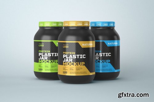 CreativeMarket - Food Supplement Plastic Jar Mockup 5325811