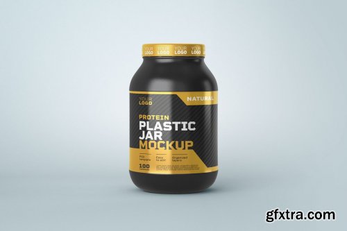 CreativeMarket - Food Supplement Plastic Jar Mockup 5325811