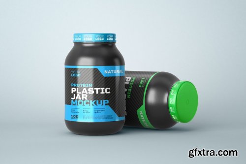 CreativeMarket - Food Supplement Plastic Jar Mockup 5325811