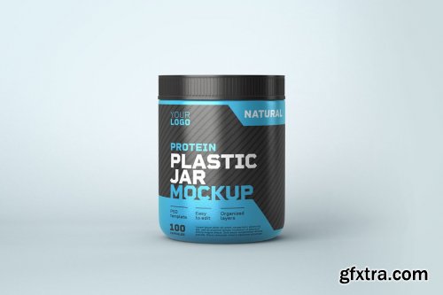 CreativeMarket - Food Supplement Plastic Jar Mockup 5325811