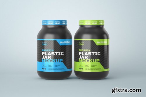 CreativeMarket - Food Supplement Plastic Jar Mockup 5325811