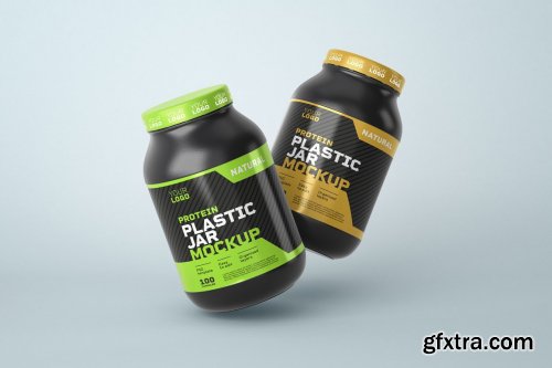 CreativeMarket - Food Supplement Plastic Jar Mockup 5325811