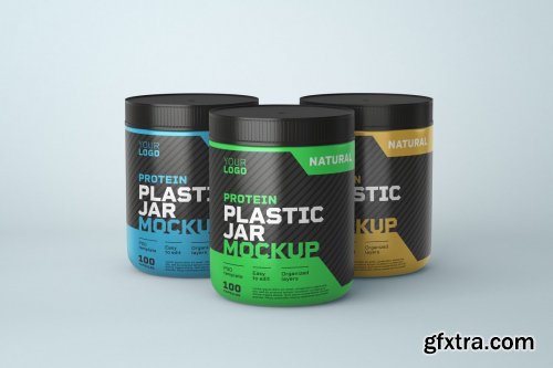 CreativeMarket - Food Supplement Plastic Jar Mockup 5325811