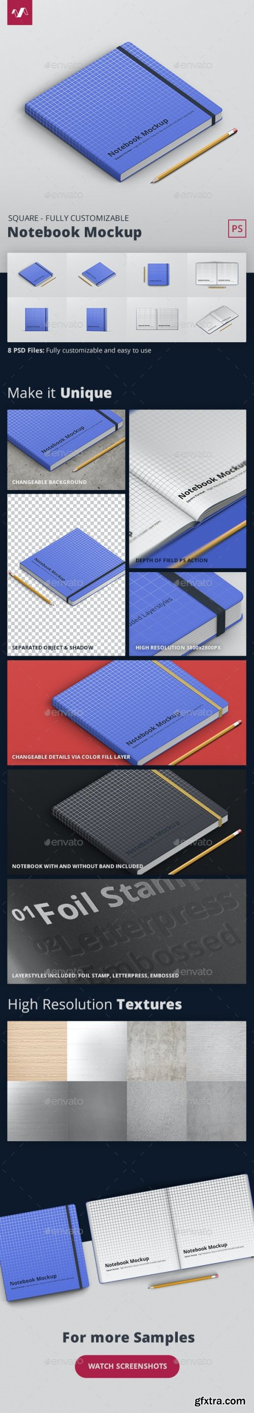 GraphicRiver - Notebook Mockup Square Format 28232598