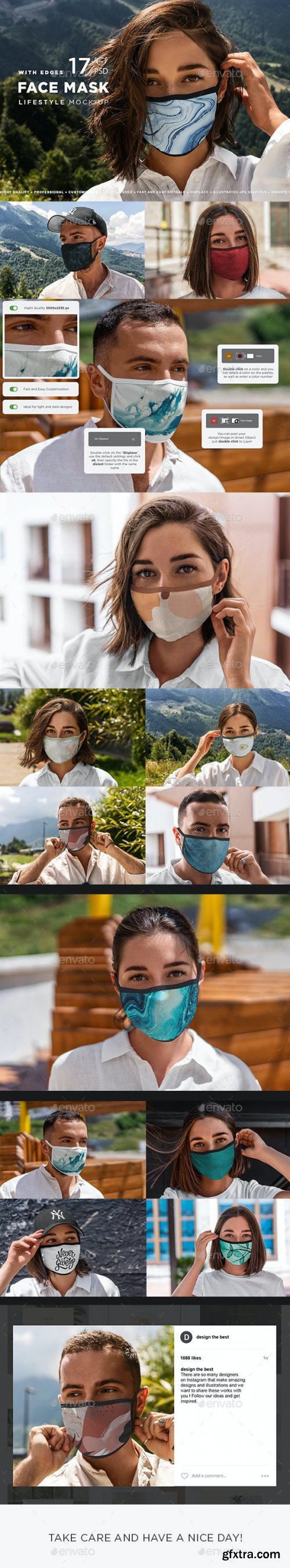 GraphicRiver - Face Mask Mockup Edges Model 28233283