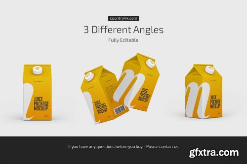 CreativeMarket - 500ml Matte Juice Carton Package Mockup Set 5313112