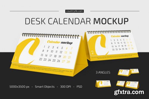 CreativeMarket - Desk Calendar v01 Mockup Set 5336847