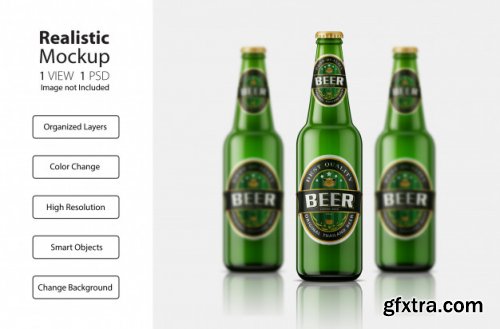 Realistic beer bottle packaging mockup