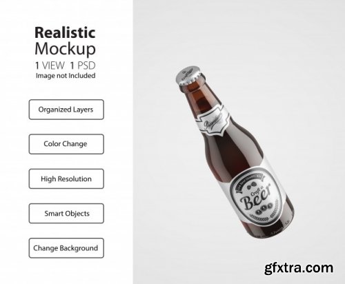 Realistic beer bottle packaging mockup