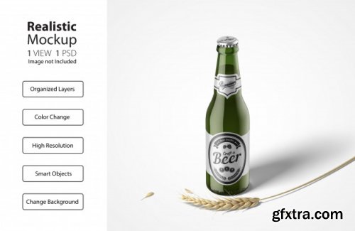 Realistic beer bottle packaging mockup