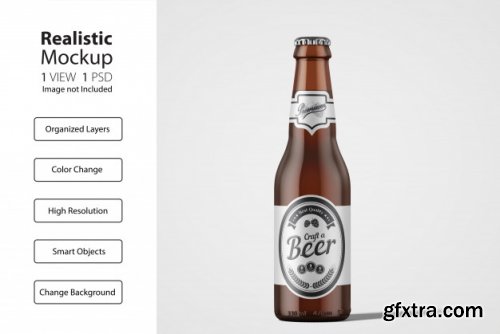 Realistic beer bottle packaging mockup