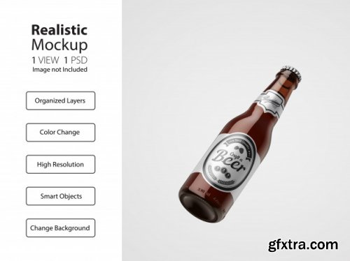 Realistic beer bottle packaging mockup