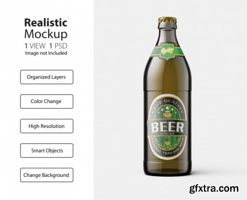 Realistic beer bottle packaging mockup