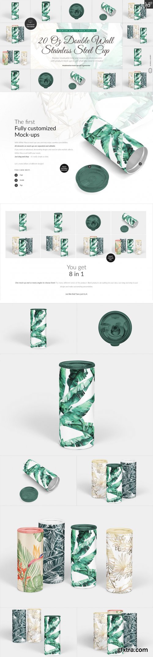 CreativeMarket - 20 Oz Stainless Steel Tumbler Mockup 5198177