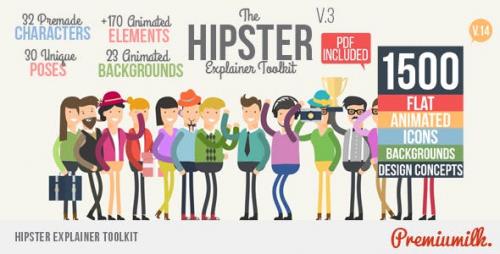 Videohive - Hipster Explainer Toolkit &amp; Flat Animated Icons Library