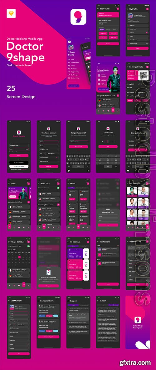 Dark 9shape Doctor Booking Apps IOS Ui Kit