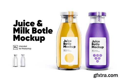 Juice & Milk Bottles Mockup Set