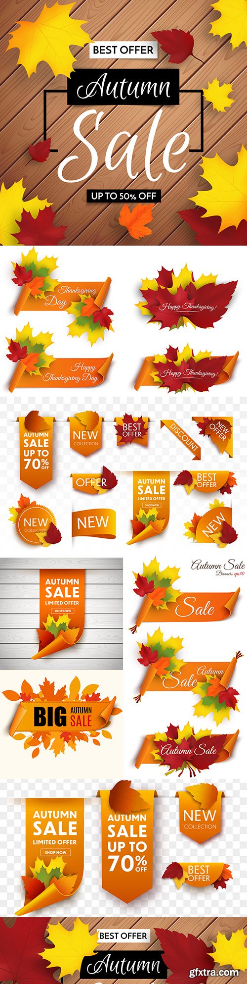 Autumn sale banner with shopping leaves or promotional poster
