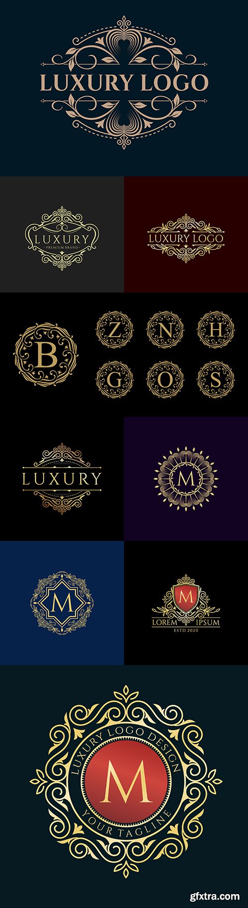 Letter and vintage luxurious logo collection design
