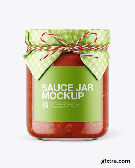 Glass Bolognese Sauce Jar with Paper Cap Mockup 65793