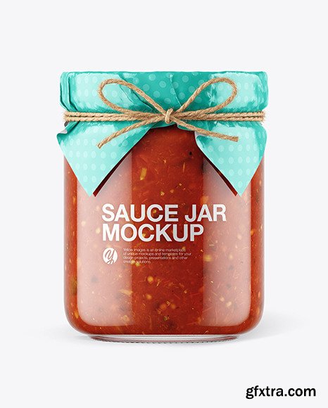 Glass Bolognese Sauce Jar with Paper Cap Mockup 65793