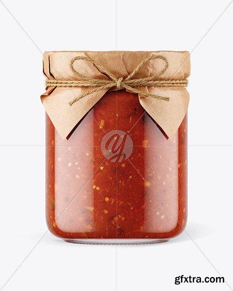 Glass Bolognese Sauce Jar with Paper Cap Mockup 65793