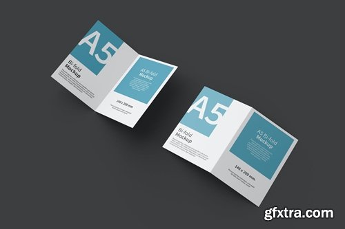 A5 Bifold Brochure Mockup Top View