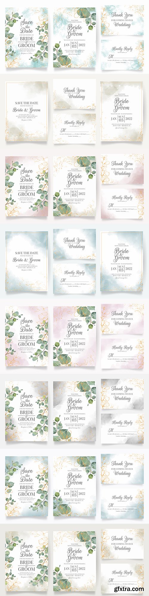 Beautiful floral frame wedding invitation template
