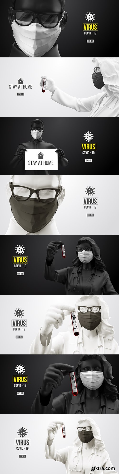 Coronavirus people in medical mask and virus protection
