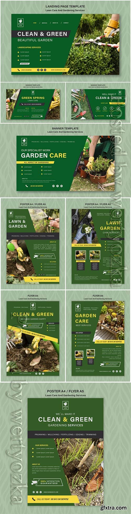 Lawn care concept banner template