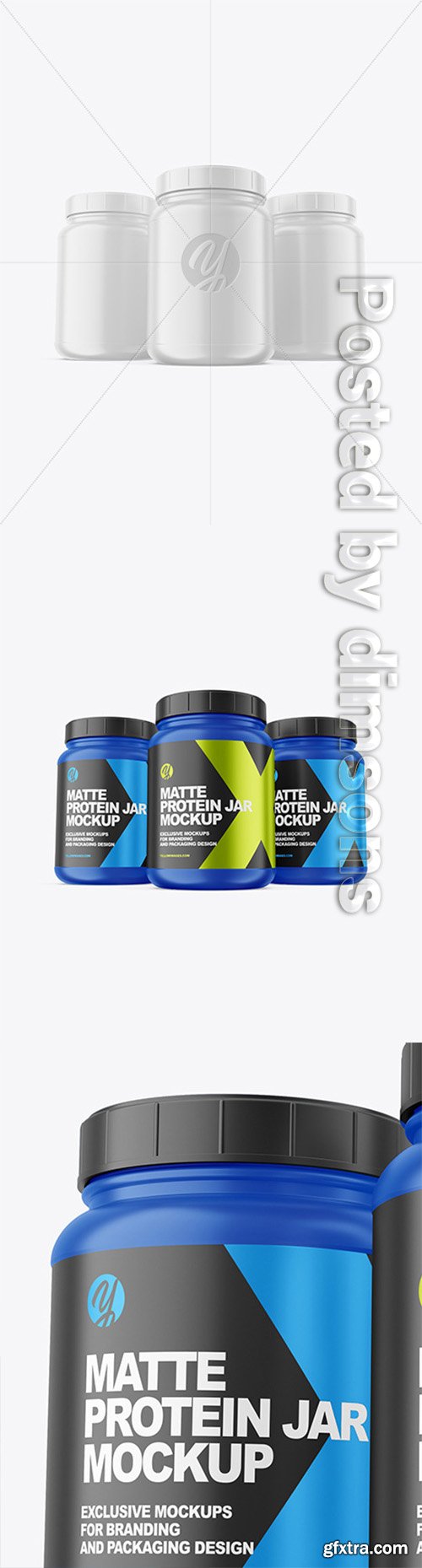 Three Matte Protein Jars Mockup 63083