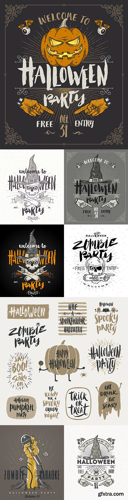 Halloween poster or invitation vintage design illustration
