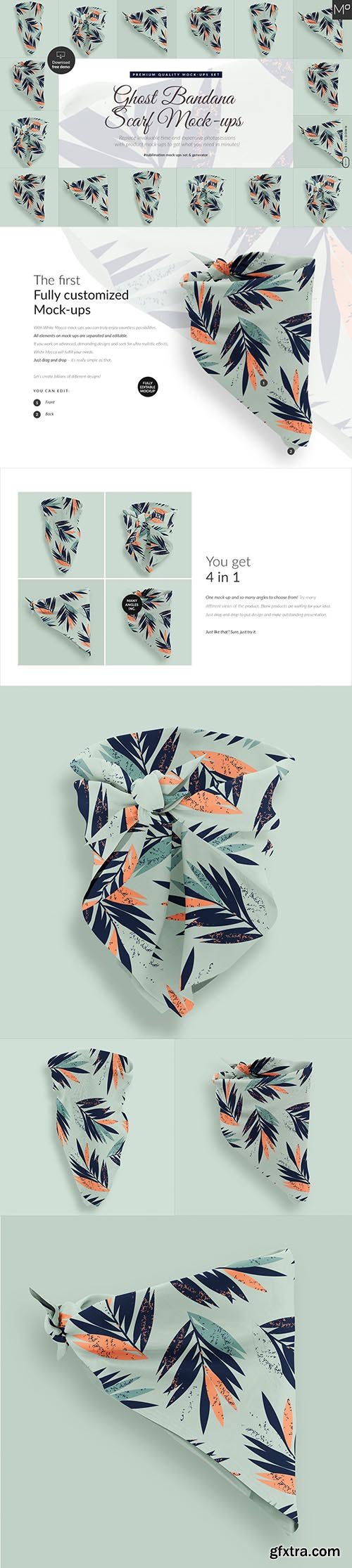 CreativeMarket - Ghost Bandana Scarf Mock-ups Set 5324121