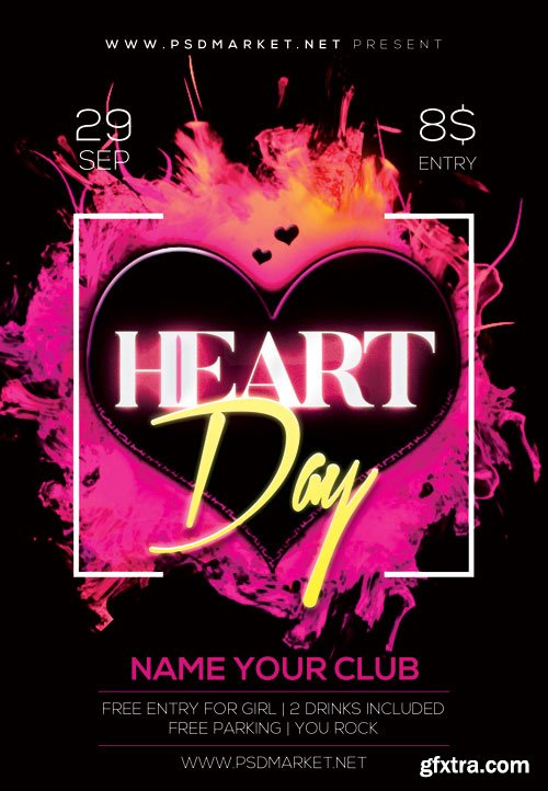 Heart day - Premium flyer psd template