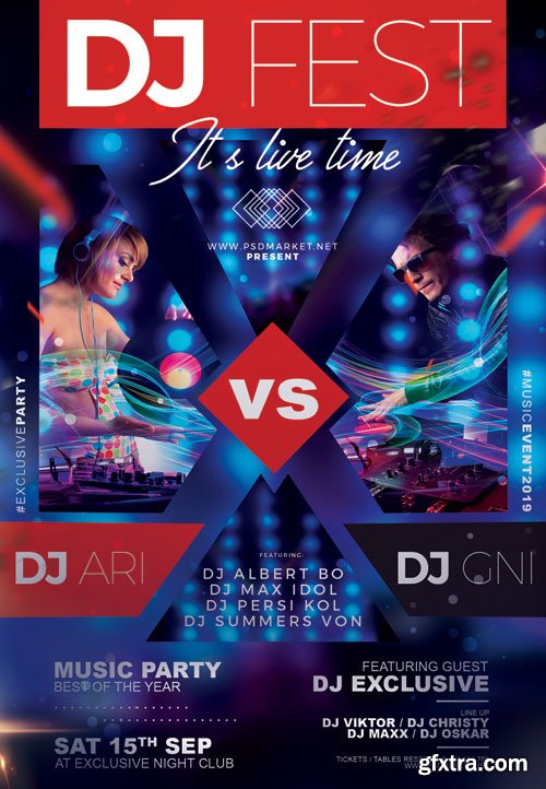 Dj festival usa - Premium flyer psd template