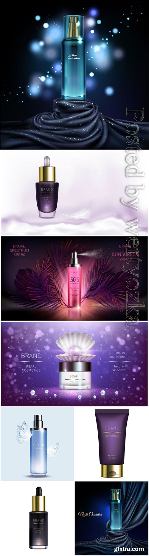 Cosmetics advertising posters in vector