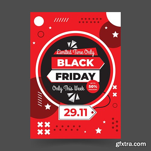 Memphis Style Black Friday Flat Design Flyer Template