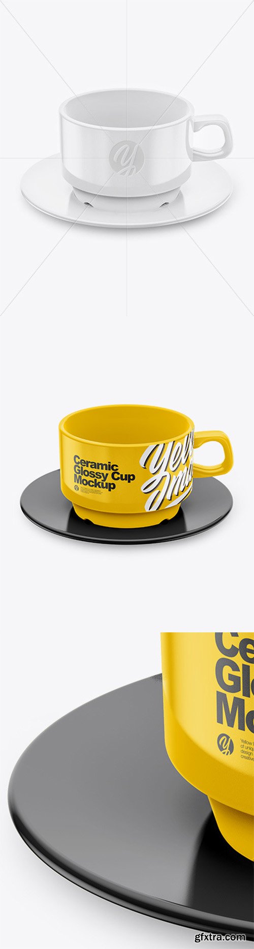 Glossy Cup & Saucer Mockup (High-Angle Shot) 65155