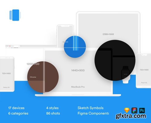 Vector Mockups Library 2.0 for Sketch, Figma & Photoshop 