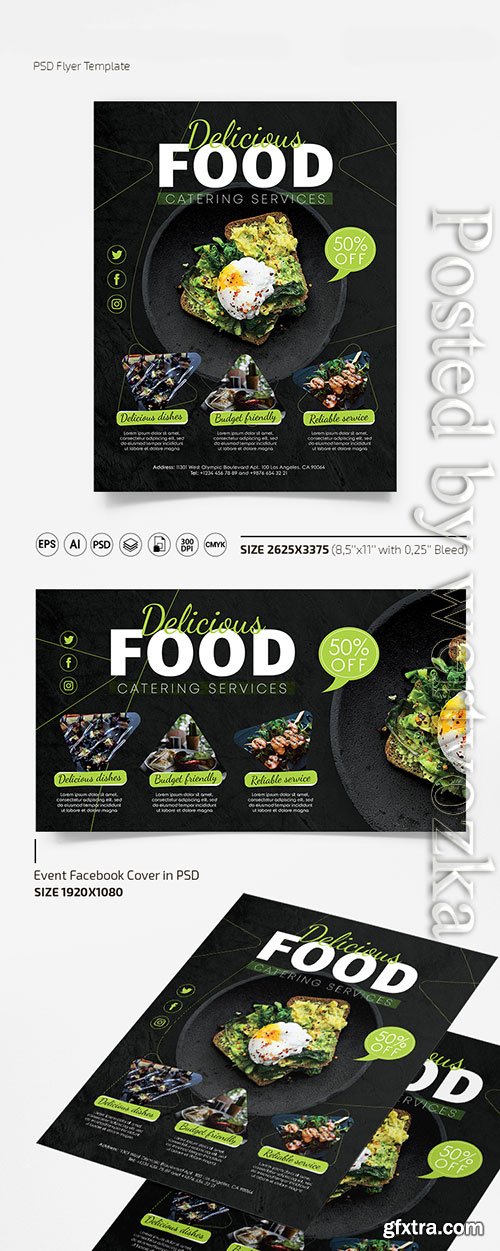 Catering services flyer in psd