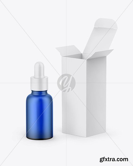 Paper  Box W/ Blue Dropper Bottle Mockup  67240