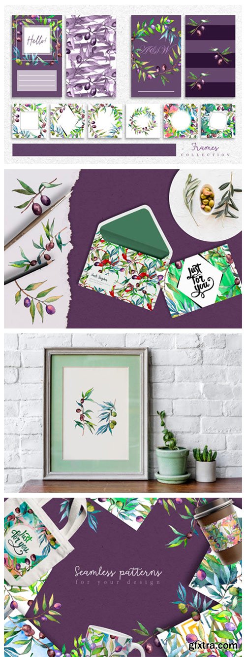 Branches of an Olive Tree Watercolor Set 4750593