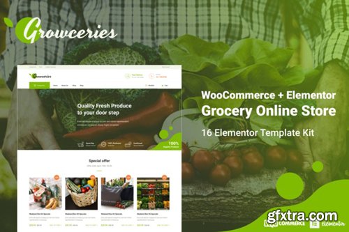 ThemeForest - Growceries v1.0 - Food & Grocery Store Elementor Template Kit - 28453232