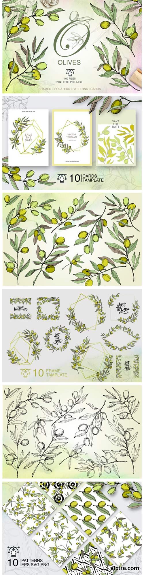 Olives Vector Watercolor Set 4751969