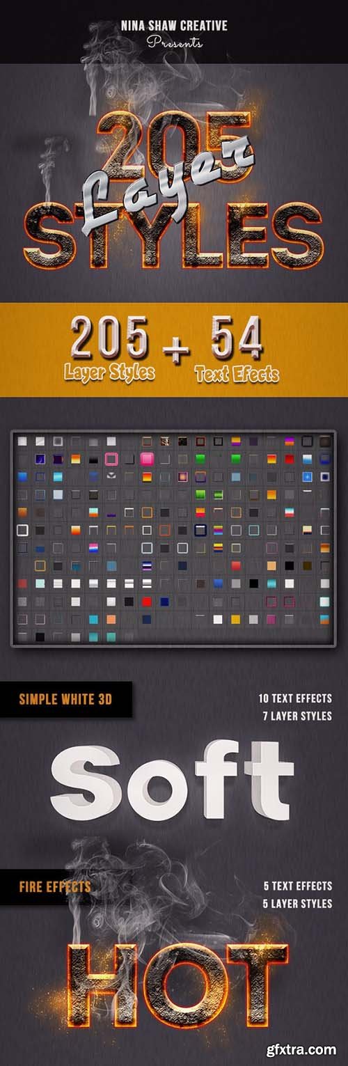 GraphicRiver - 205 Photoshop Layer Styles Bundle 28370150