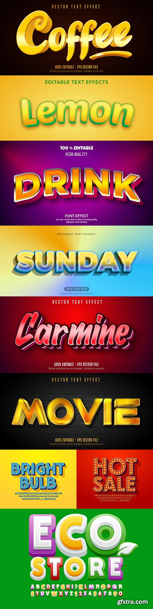 Editable font effect text collection illustration design 203
