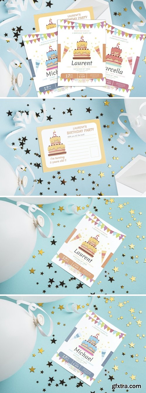 Cake and Celebration - Kids Birthday Invitation