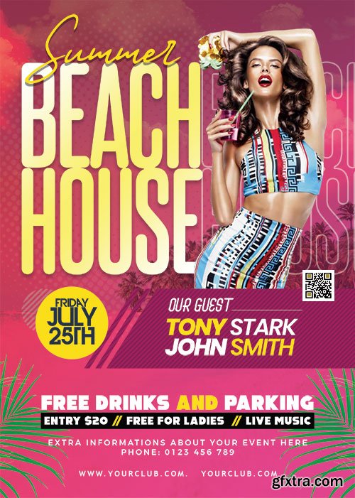 Summer Beach House Party Flyer PSD