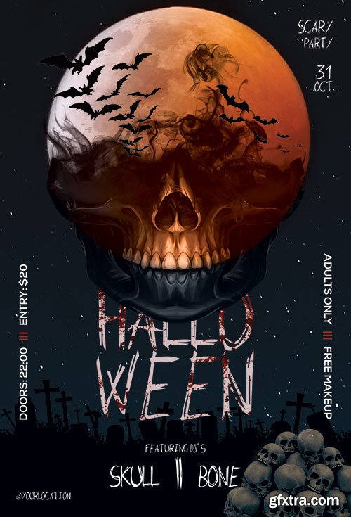 Halloween Party psd flyer template